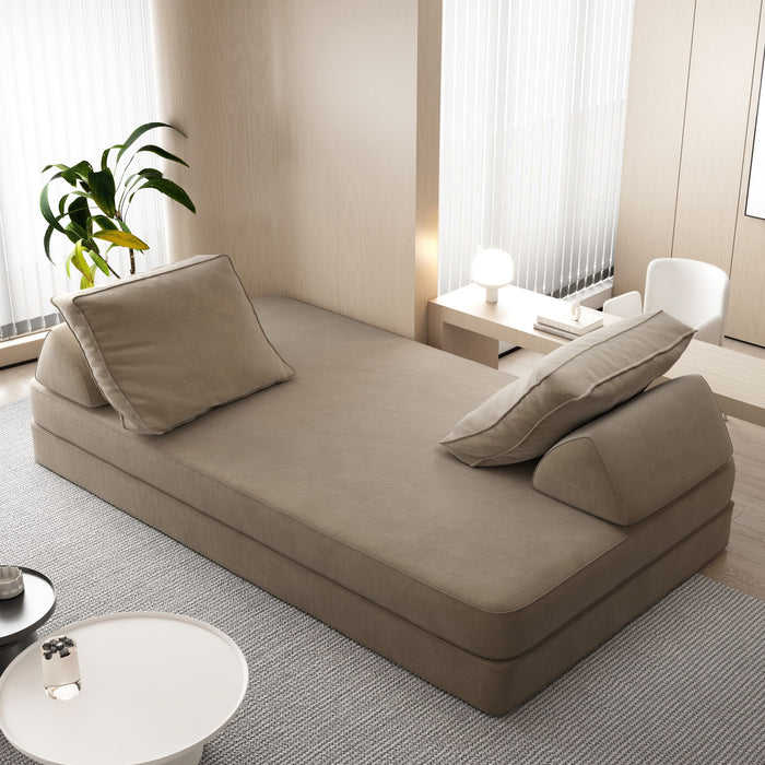 Multifunctional Convertible Sofa Bed With 2 Tumbler Backrests And 2 Pillows, Deep Seat Couch