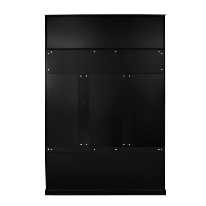 Hall Tree With 6 Hooks, Coat Hanger, Entryway Bench