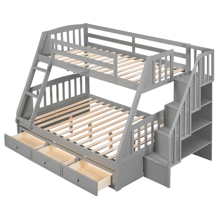 Bunk Bed With Drawers, Ladder And Storage Staircase