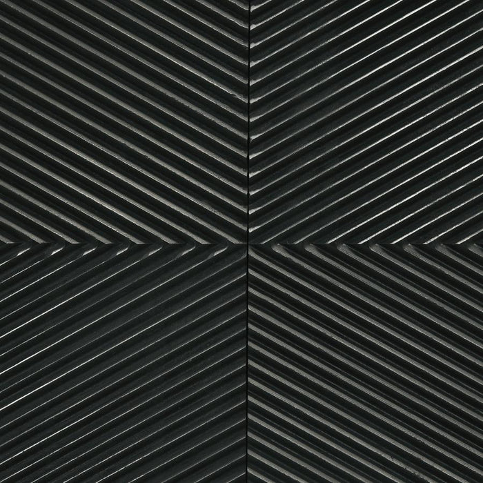 Riddell - 4 Door Wood Reeding Accent Cabinet - Matte Black