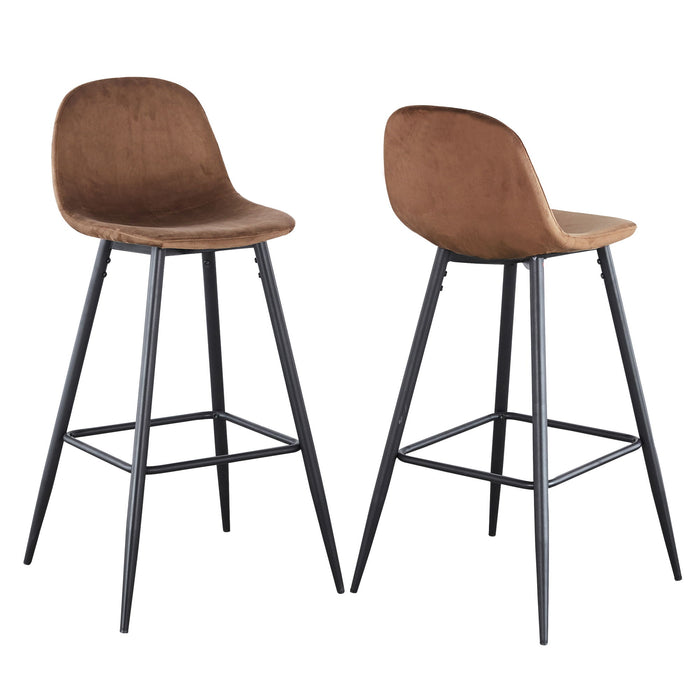 Velvet Barstool With Back (Set of 2)