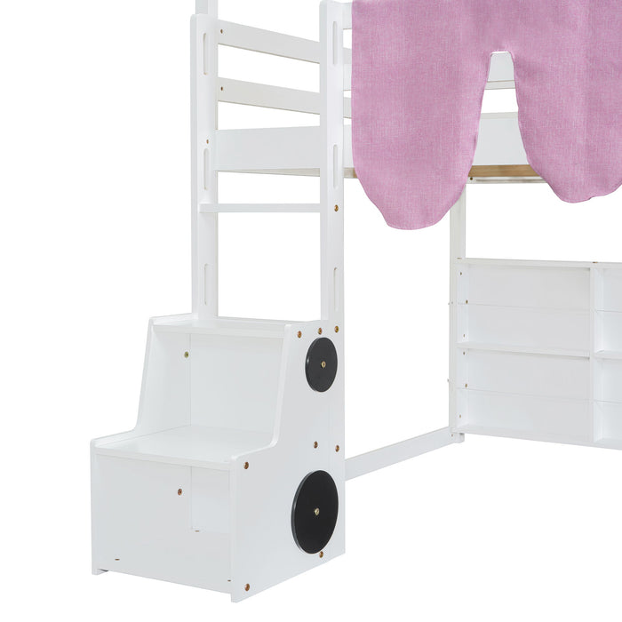 Loft Bed With House Shaped Frame And Tent