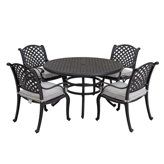 Stylish Outdoor 5 Piece Aluminum Dining Set With Cushion Sandstorm