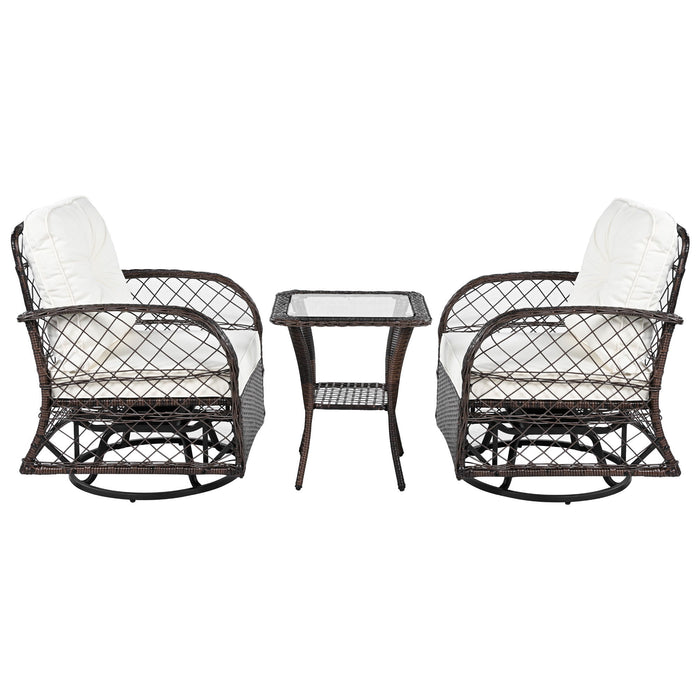 3 Piece Outdoor Chair & Table Set Chat Set, 2 Person Rattan Seating Group