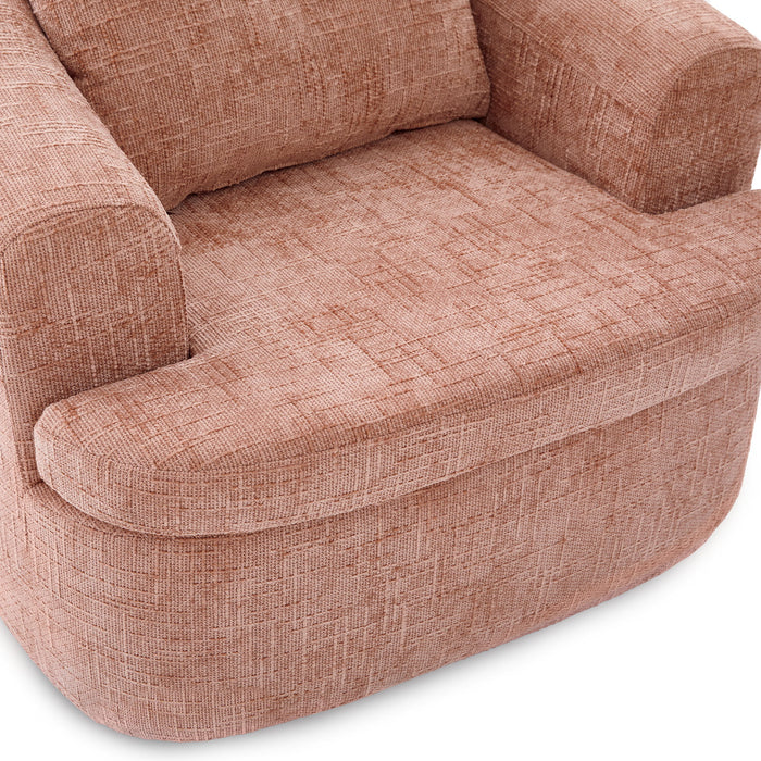 Modern Swivel Barrel Chair With Dual-Layer Cushion