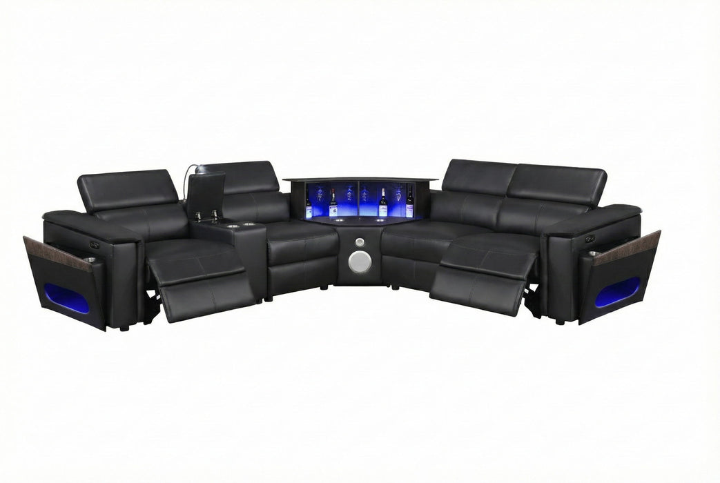 Nova - Sectional With Bluetooth Speaker, LED And Lifting Wine Cabinet