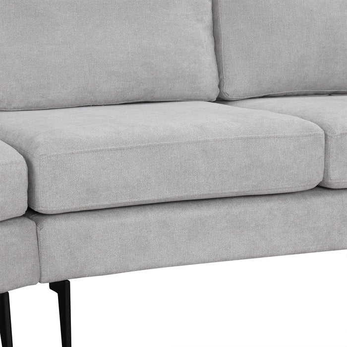 Upholstered 3 Seater Curved Sofa With Printed Pillows Chenille