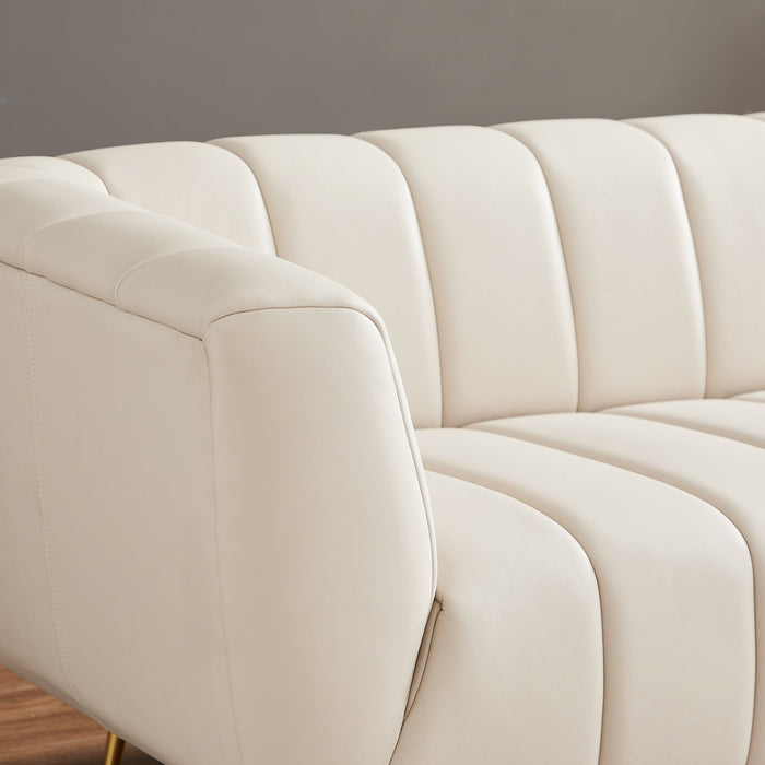 Lamattina - Genuine Italian Leather Channel Tufted Sofa