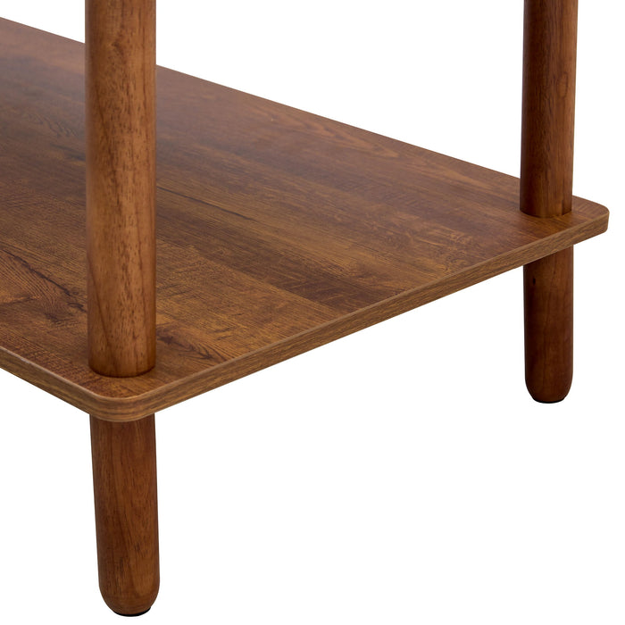 Modern 2 Tier, Rectangular Center Coffee Table With Open Storage Shelf, Rounded Legs