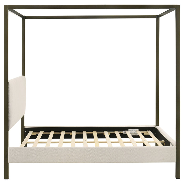 Monroe Upholstered Queen Canopy Bed Vanilla
