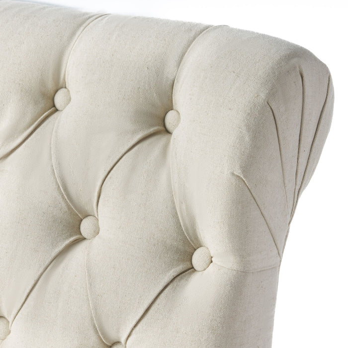 Dining Rolltop Chairs (Set of 2), Upholstered Armless Chair With Wood Leg - Ivory