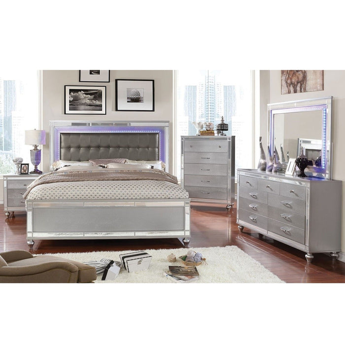 Contemporary Nightstand With Crocodile Textured Trim