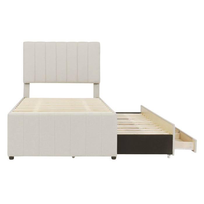 Upholstered Design Platform Bed With Trundle