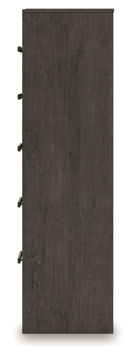 Prendonea - Five Drawer Chest - Charcoal