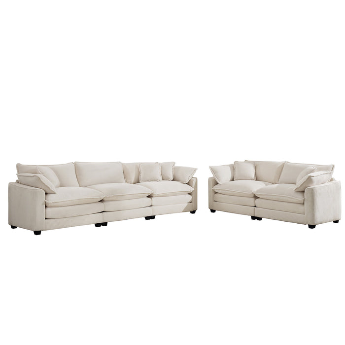 Elegant Corduroy Oversized Sectional Sofa Set With Deep Seats And Flexible Layout