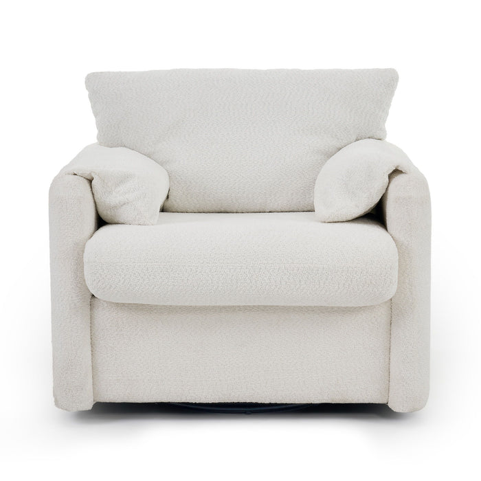 Swivel Modern Swivel Accent Chair Single Seater 360° Rotating For Living Room, Bedroom - Ivory White