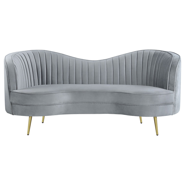 Sophia - 3 Piece Upholstered Channel Tufted Sofa Set - Gray