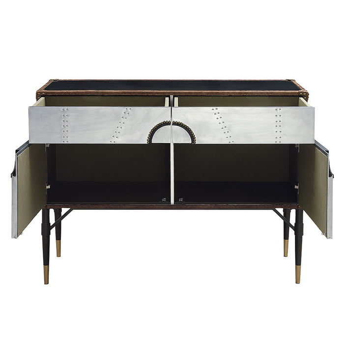 Brancaster - Console Cabinet - Top Grain Leather & Aluminum