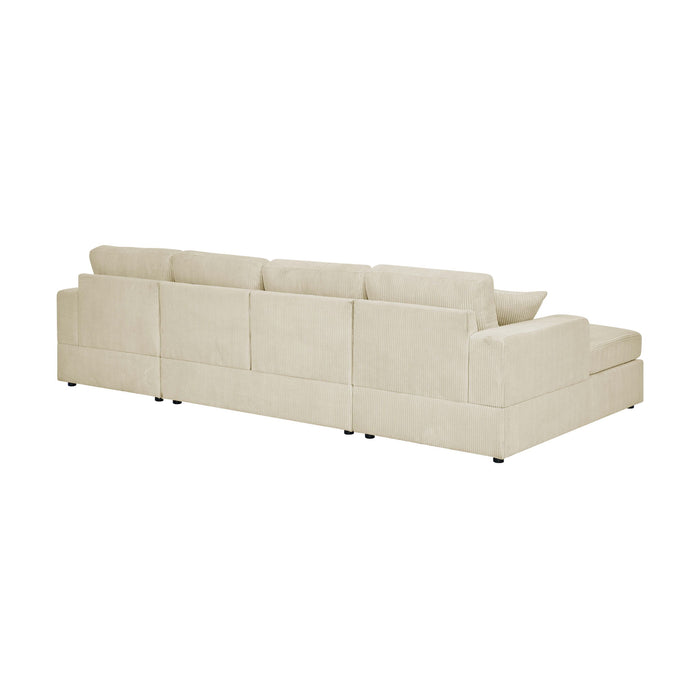 3 Piece Corduroy Double Chaise Sectional Sofa