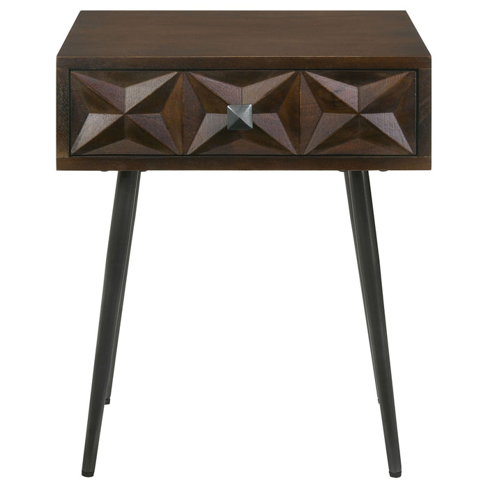 Gibson - Coffee 1 Drawer Rectangular Side Table With Angled Legs - Coffee
