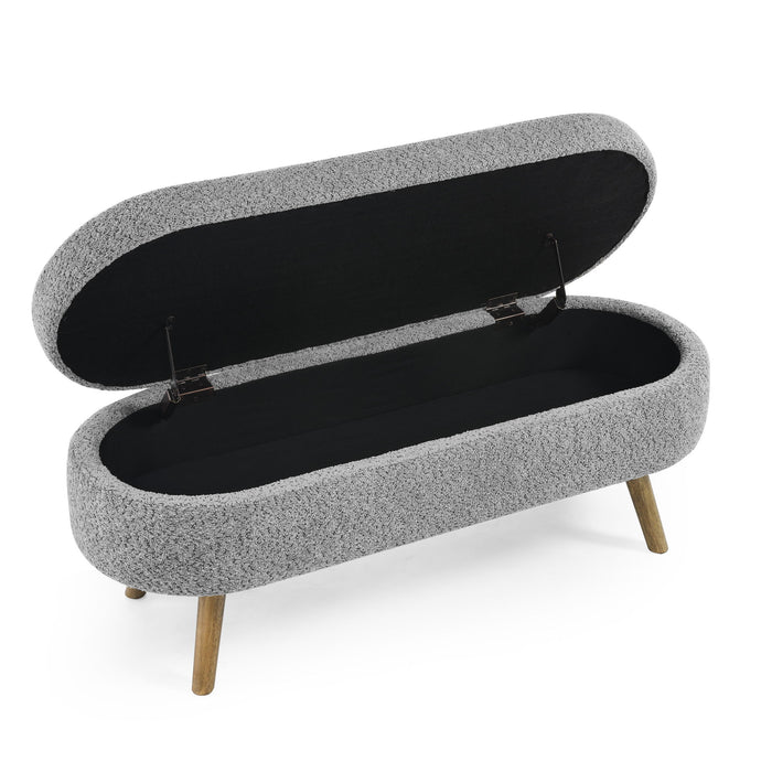 Ottoman Oval Storage Bench With Rubber Wood Legs