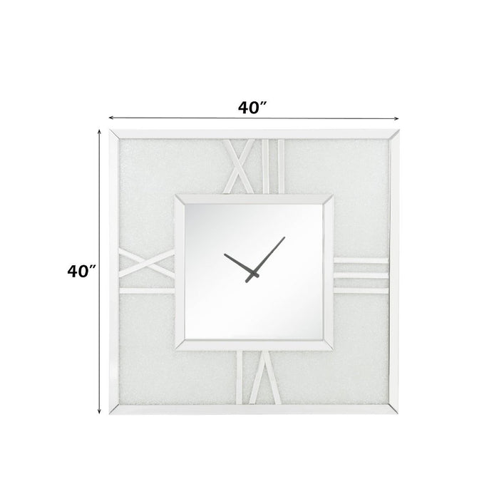 Noralie - Wall Clock With LED - Mirrored & Faux Diamonds