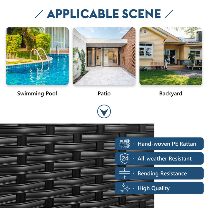 Outdoor Sunbed With Adjustable Canopy, Double Lounge, Daybed - Black / Beige