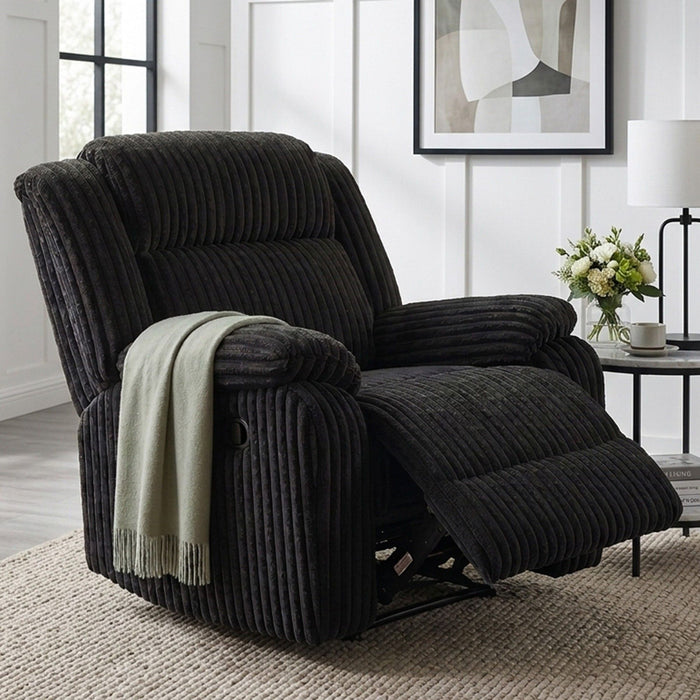 Motion Recliner Chair With Plush Armrests For Living Room, Soft Seat - Black