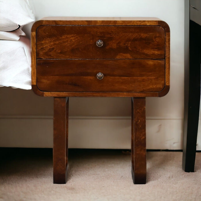 U Curved Nightstand - Brown