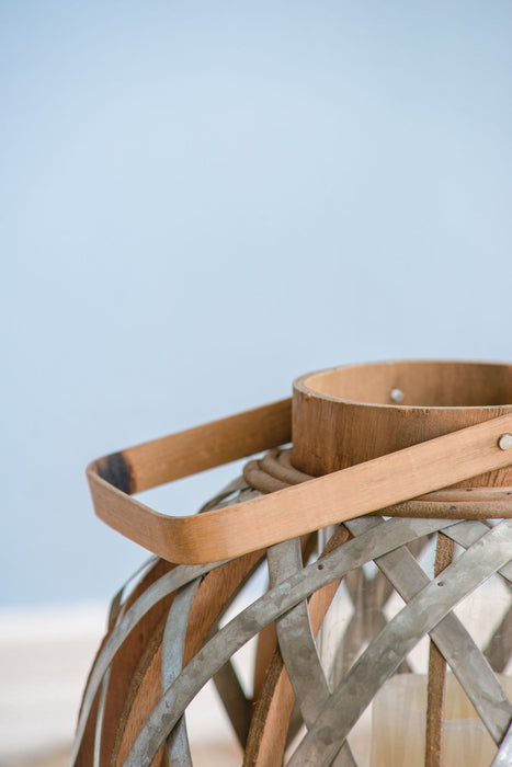 Decorative Lantern With Handle, Wooden Lantern For Indoor Outdoor, Home Garden, Wedding - Silver