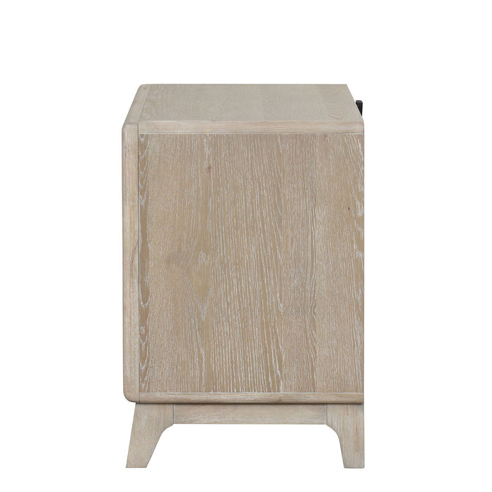 1 Piece Nightstand With Angled Feet, Dovetail Drawers, Bedroom Furniture - Oak