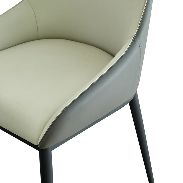 Modern Dining Chair Set Upholstered Seats Steel Metal Legs 2 Tone Contemporary Kitchen Living Room Furniture (Set of 2) - Black / Gray