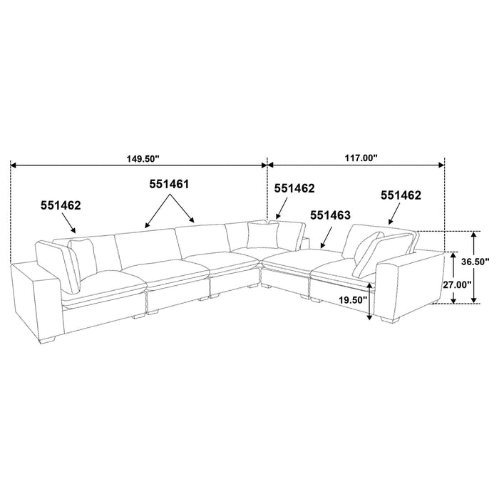 Lakeview 6-piece Upholstered Modular Sectional Sofa Ivory