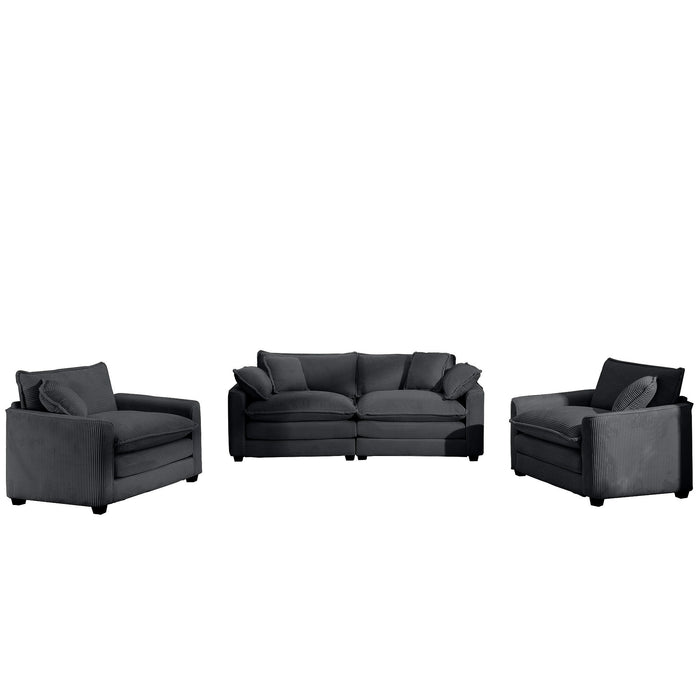 Elegant Corduroy Oversized Sectional Sofa Set With Deep Seats And Flexible Layout
