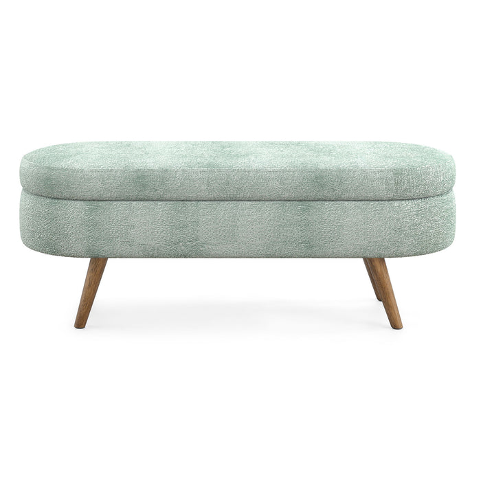 Modern Ottoman Oval Storage Bench With Rubber Wood Legs