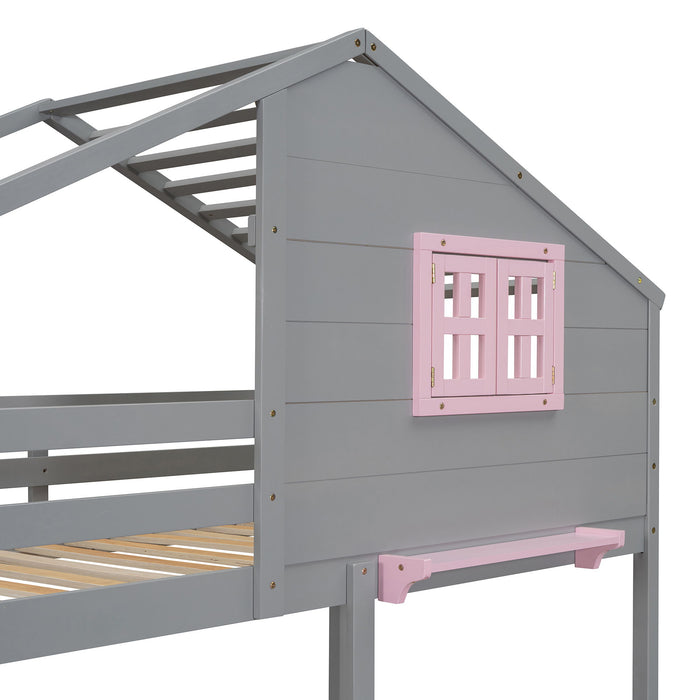 Bunk Bed With Playhouse Roof And Window