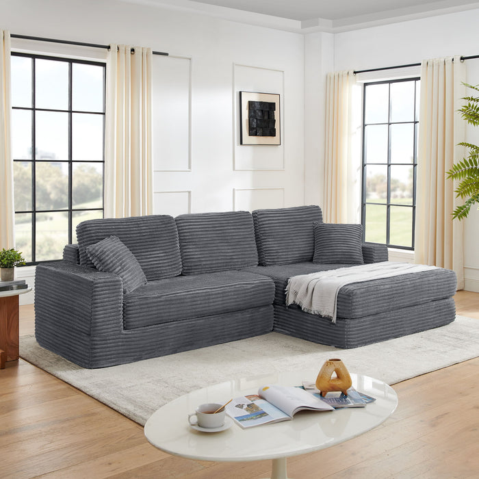 Modern Minimalist L Shape Modular Sectional Sofa, Corduroy Couch
