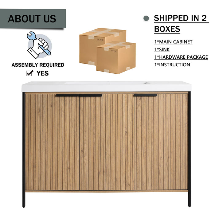 Modern Freestanding Bathroom Vanity With Resin Sink & Soft Close Cabinet Doors