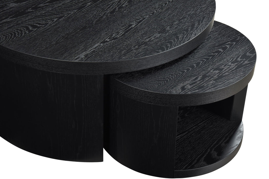 Sweeney 2-piece Round Wood Occasional Nesting Table Set Black