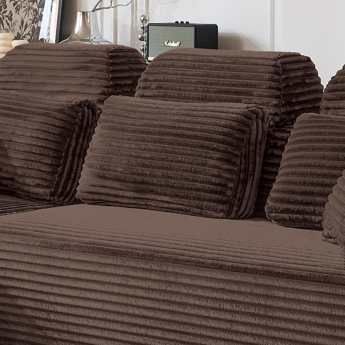 Sectional Sleeper Sofa & Storage Pockets, Modular Couch With Throw Pillows For Living Room