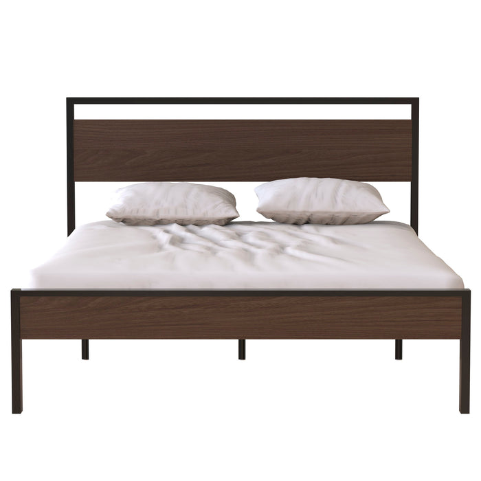 Ceres - Metal Bed With Wood Headboard & Footboard