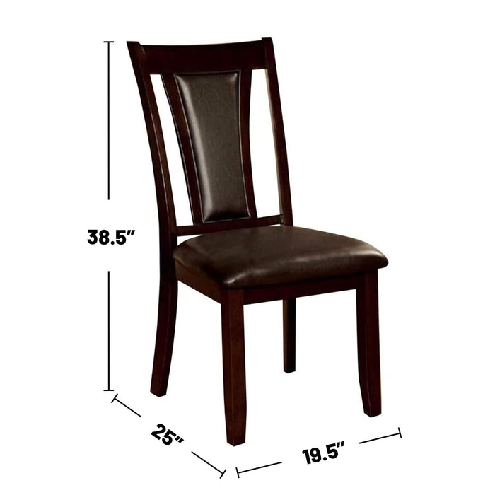(Set of 2) Padded Espresso Leatherette Side Chairs In Dark Cherry Finish