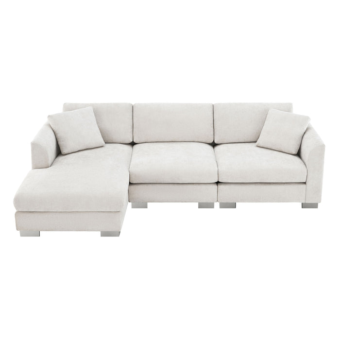 Modern Cloud Sectional Sofa L Shaped Luxury Couch Set With 2 Free Pillows 4 Seat With Oversized Chaise