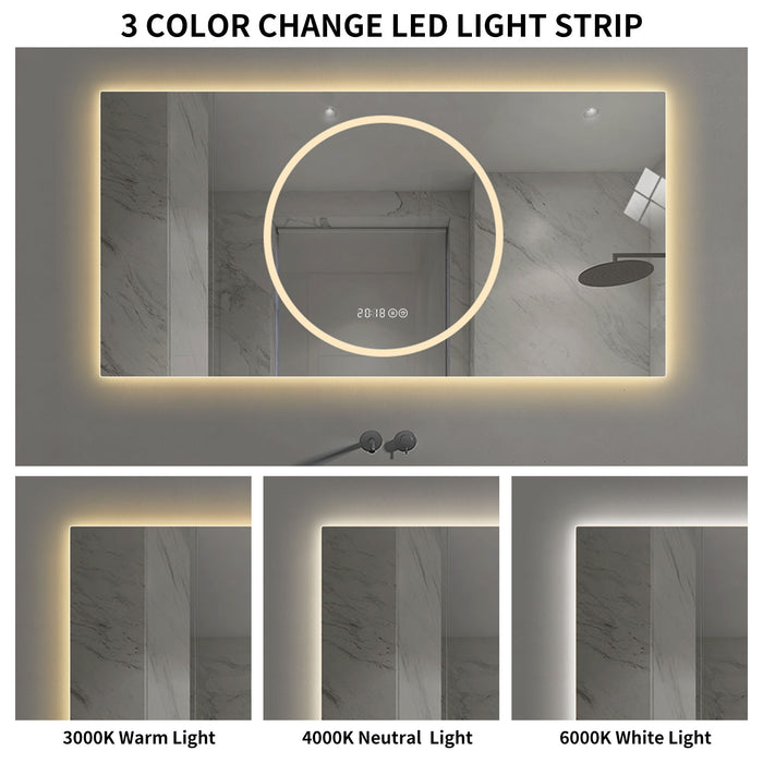 LED Vanity Mirror With Anti Fog & Dimmable Lights, Wall-Mounted - Antique Silver
