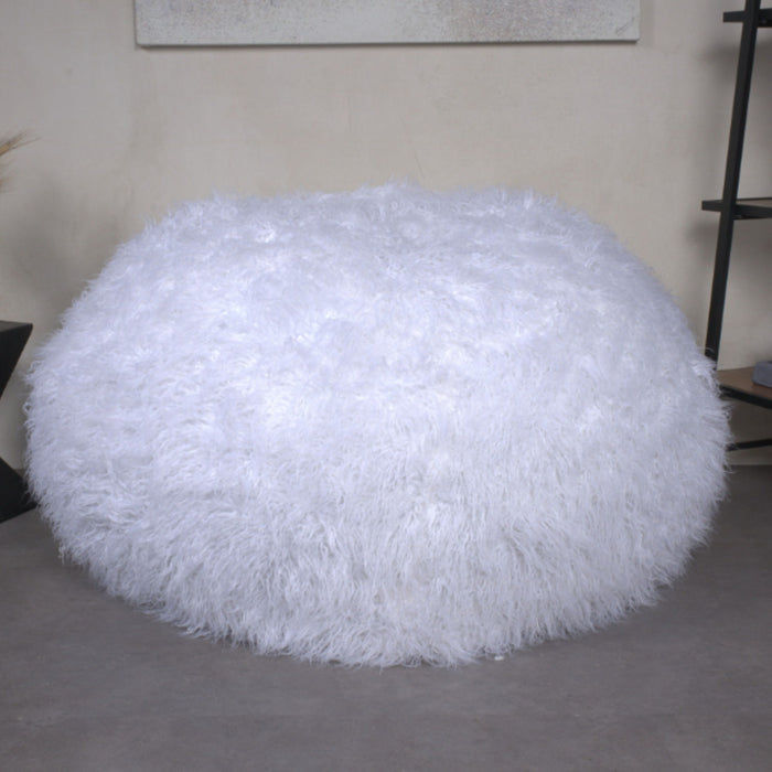 Mahin - Rounded 5 Foot Bean Bag Cozy Modern Design - White
