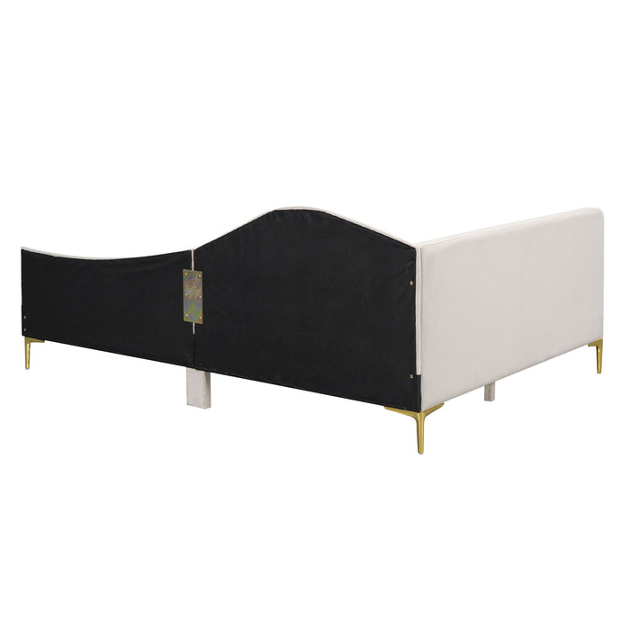 Upholstered Daybed With Headboard And Armrest, Support Legs