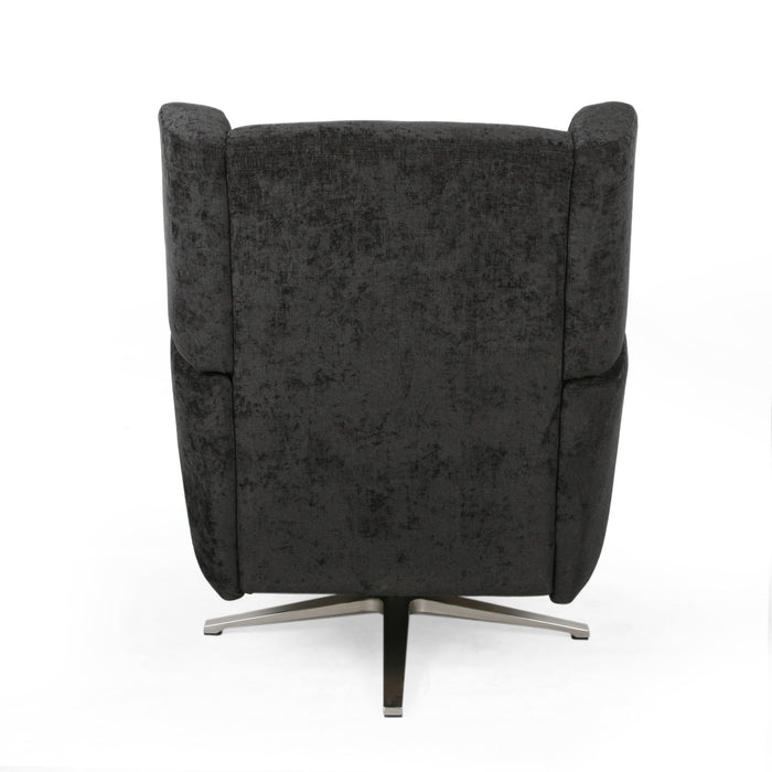 Contemporary Swivel Chair With Wingback Design - Black