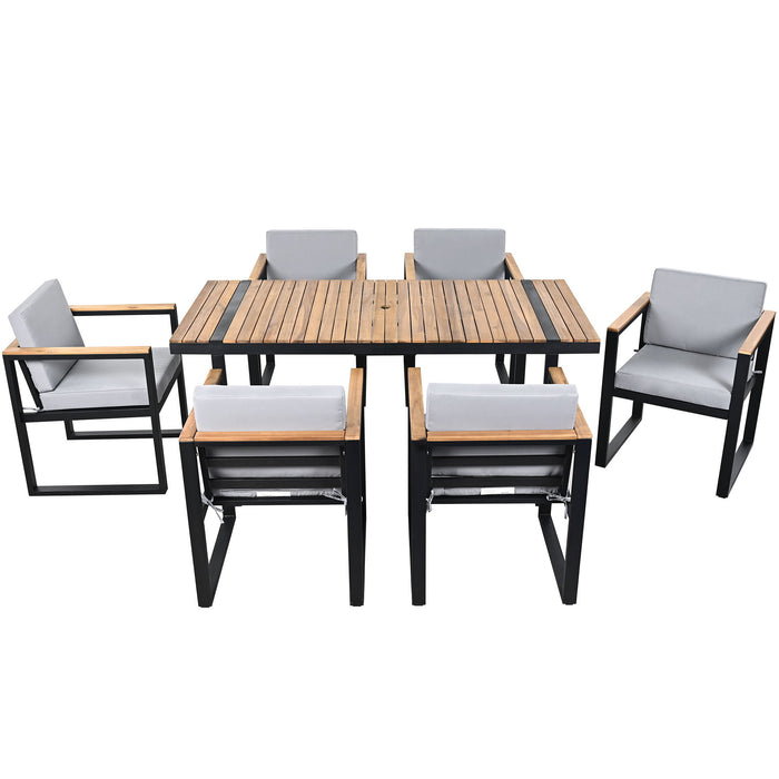 7 Pieces Outdoor Dining Set Patio Dining Table And Chair Set With And Removable Cushions For Patio