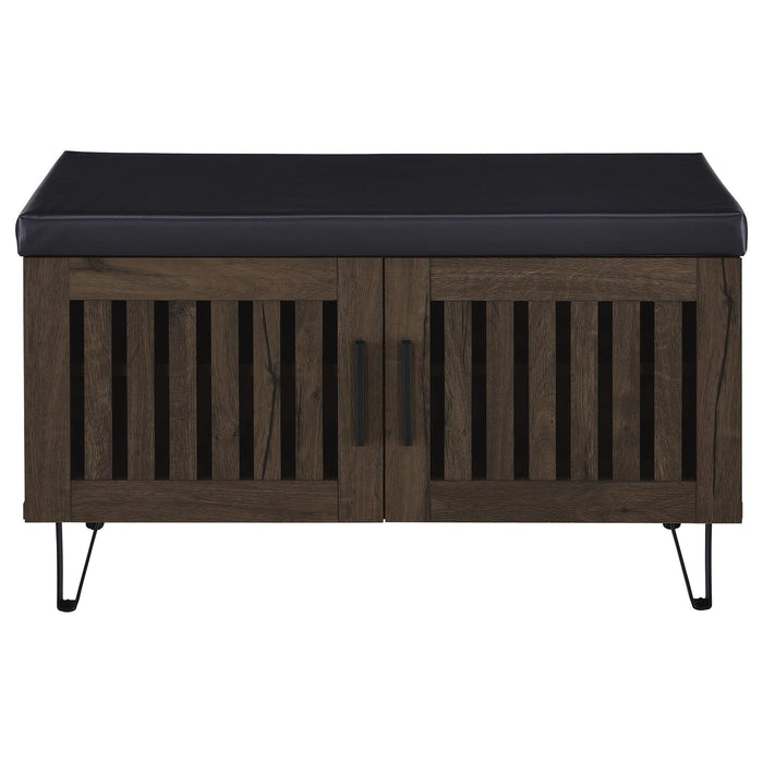 Brixton 2-door Padded Entryway Shoe Storage Bench Smoked Oak