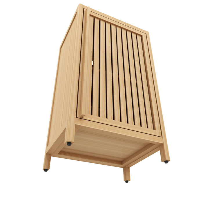 Bamboo Freestanding Storage Cabinet With Door And Shelf For Bathroom, Living Room, Kitchen - Natural / Natural Wood